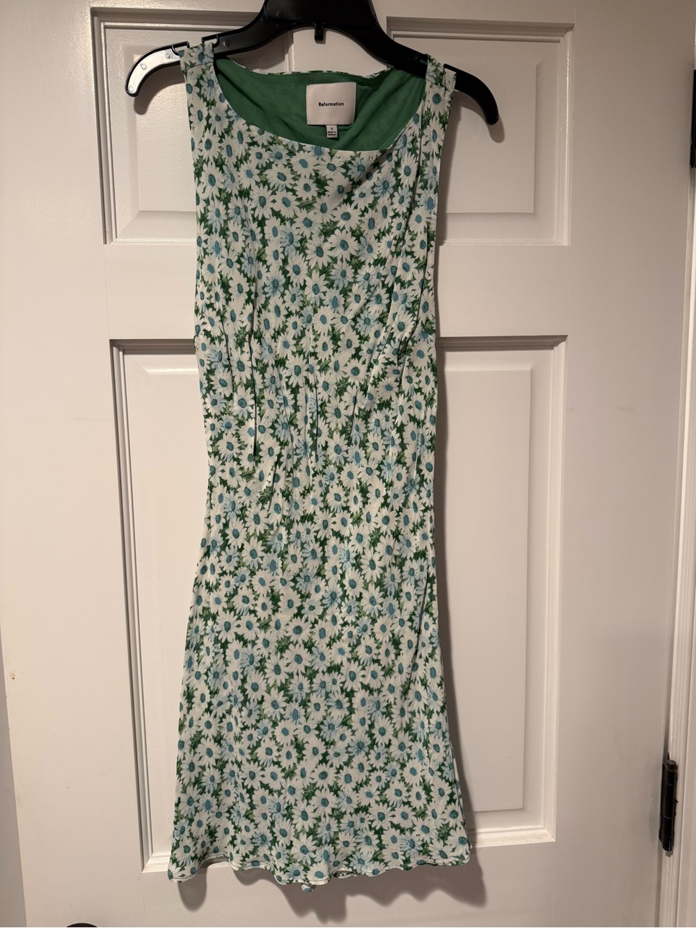 Reformation White and Green Daisy Slip Dress